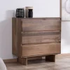 Commode esprit Japandi en manguier massif "Geta" 3 tiroirs large ouverture