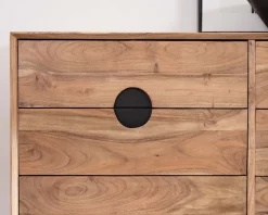 Commode rétro 8 tiroirs en acacia naturel 