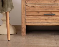 Commode verticale 5 tiroirs "Conoa" en acacia avec façades cannelées