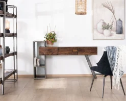 Console design et originale en bois et métal "Crescendo"