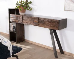 Console design et originale en bois et métal 