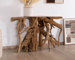 Console en racine de teck naturelle "Kanoa"