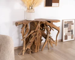 Console en racine de teck naturelle 