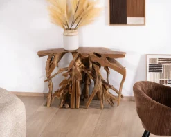 Console en racine de teck naturelle 