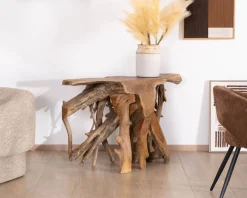 Console en racine de teck naturelle 
