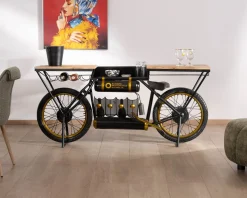 Console moto vintage ultra originale bois et métal noir "Crazy"