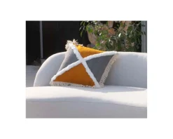 Coussin carré en coton bicolore avec franges "Ethnic" 45x45cm