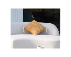 Coussin en tissu coton flammé "Ethnic" 45 x 45 cm beige et jaune