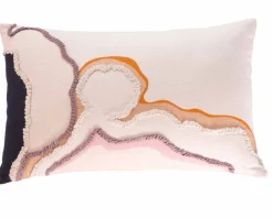 Coussin en tissu motif brodé et imprimé "Matis" 50 x 30 cm