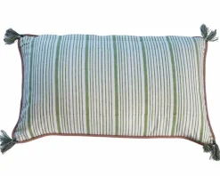 Coussin en tissu motif floral vert rose 