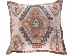 Coussin imprimé motif ethnique "Solira" coton flammé 45x45 cm