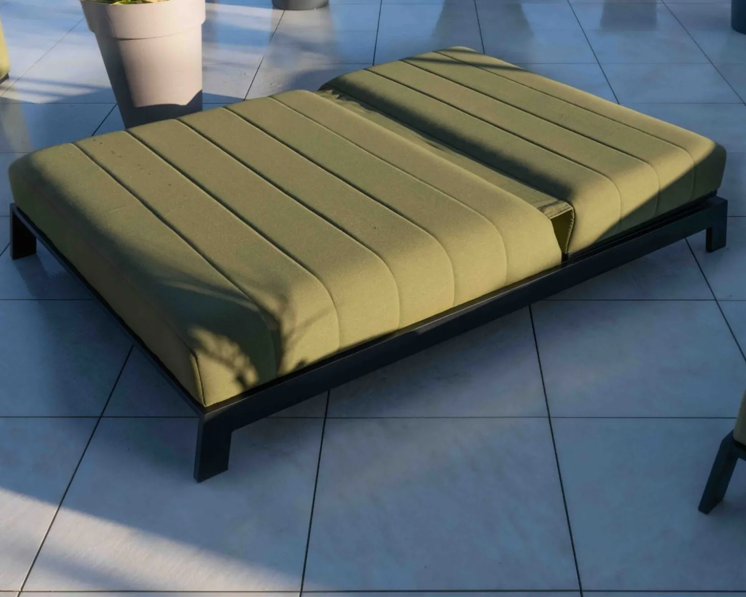 Double bain de soleil haut de gamme vert et noir "Terrasse"