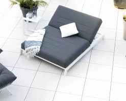 Double bain de soleil matelassé gris foncé et blanc "Terrasse"