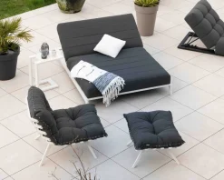 Double bain de soleil matelassé gris foncé et blanc 