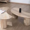 Duo de tables basses design épuré en manguier "Jappy" forme haricot