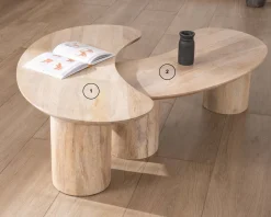 Duo de tables basses design épuré en manguier 