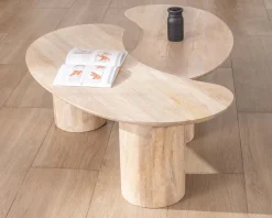 Duo de tables basses design épuré en manguier 