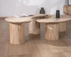 Duo de tables basses design épuré en manguier 