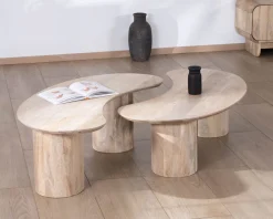 Duo de tables basses design épuré en manguier 