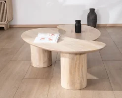 Duo de tables basses design épuré en manguier 