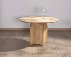 Duo de tables basses en manguier naturel et marron finition sablée "Pise"