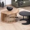 Duo de tables basses rondes en manguier sablé marron et noir "Koneks"