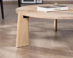 Duo de tables basses rondes en manguier naturel "Loopie"