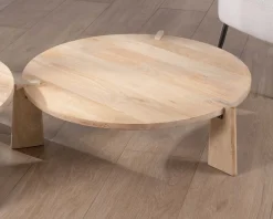Duo de tables basses rondes en manguier naturel 