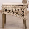 Elégante chaise de repas en rotin tressé avec galette d'assise en tissu "Noho"
