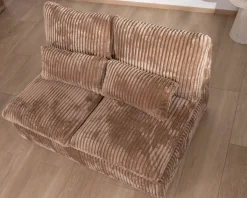 Elément 2 places pour canapé modulaire "Kédusa" en velours larges côtes coloris camel
