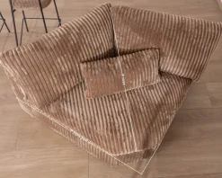 Elément d'angle pour canapé modulaire camel en velours larges côtes 