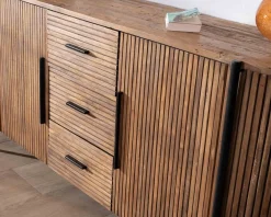 Enfilade 200 cm avec portes et tiroirs en bois exotiques "Troms"
