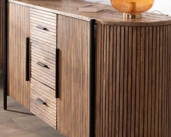 Enfilade 200 cm avec portes et tiroirs en bois exotiques 