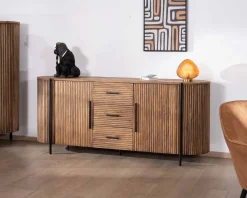 Enfilade 200 cm avec portes et tiroirs en bois exotiques 