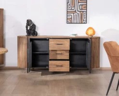 Enfilade 200 cm avec portes et tiroirs en bois exotiques 