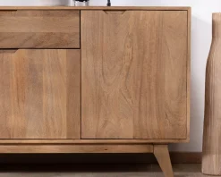 Enfilade 4 portes 200 cm en manguier teinte noyer clair 
