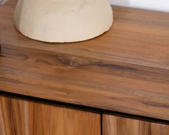 Enfilade contemporaine 4 portes en teck naturel et métal noir "Olonie"