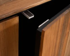 Enfilade contemporaine 4 portes en teck naturel et métal noir "Olonie"