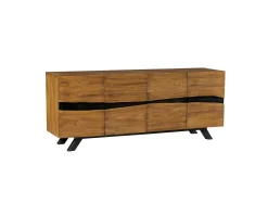 Enfilade design en teck recyclé motif nature brute 