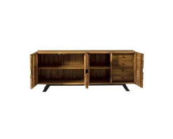 Enfilade design en teck recyclé motif nature brute 