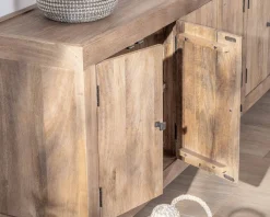 Enfilade en manguier massif 200cm finition sablée 6 portes 