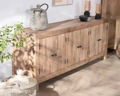 Enfilade en manguier massif 200cm finition sablée 6 portes 