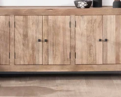 Enfilade en manguier massif 200cm finition sablée 6 portes 