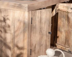 Enfilade en manguier massif 200cm finition sablée 6 portes 