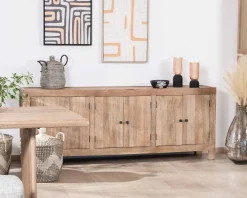 Enfilade en manguier massif 200cm finition sablée 6 portes 