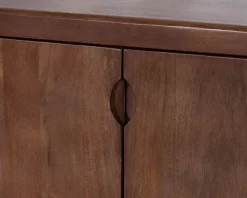 Enfilade esprit rétro chic 4 portes 180 cm en manguier massif teinte noyer "Odessa"