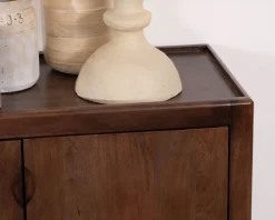 Enfilade esprit rétro chic 4 portes 180 cm en manguier massif teinte noyer 