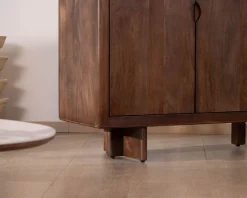 Enfilade esprit rétro chic 4 portes 180 cm en manguier massif teinte noyer 