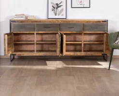 Enfilade industrielle 200 cm en manguier et métal "Shade"