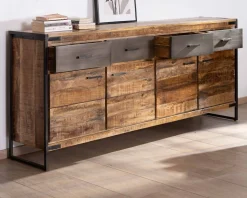 Enfilade industrielle 200 cm en manguier et métal 